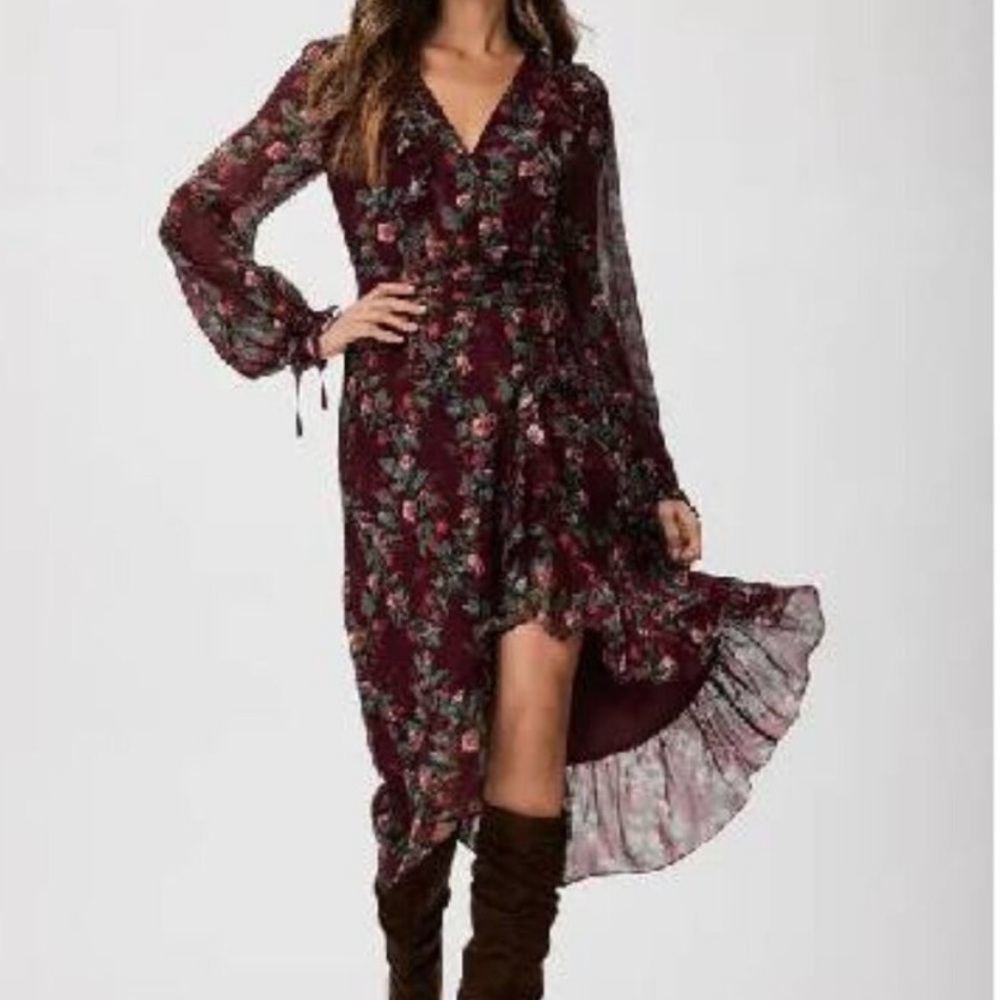 New PAIGE veranda floral wrap silk dress